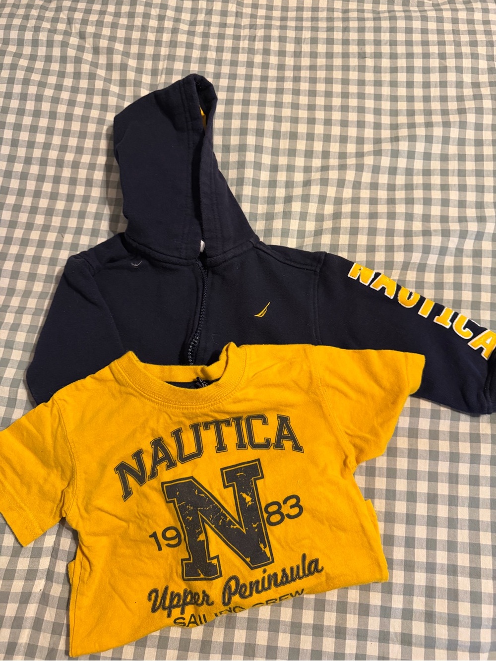 Nautica Baby Boy’s Yellow Graphic Tee & Navy Hoodie Set